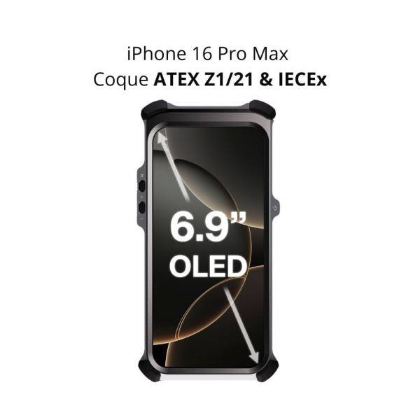 iPhone 16 Pro Max avec coque ATEX zone 1 et zone 21 et IECEx - IP Systèmes