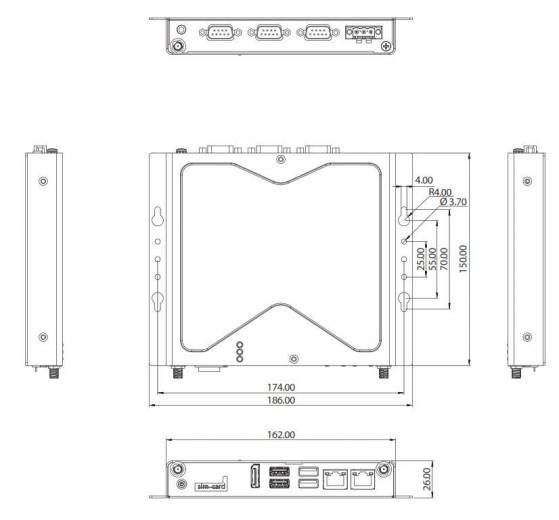 Caractéristiques et dimensions du PC Fanless NISE 51