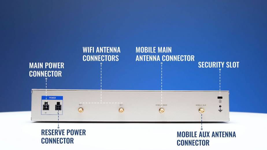 Caractéristiques du routeur cellulaire 4G Teltonika RUTXR1 face arrière