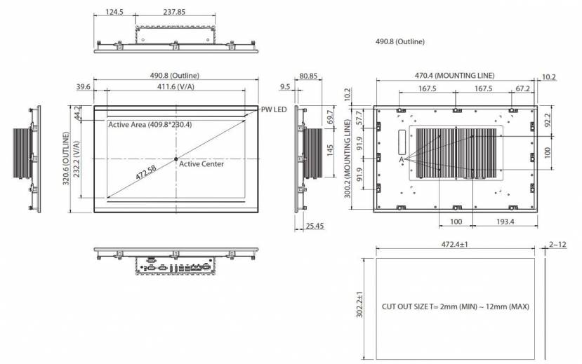 Dimensions IPPC 1880P de chez Nexcom