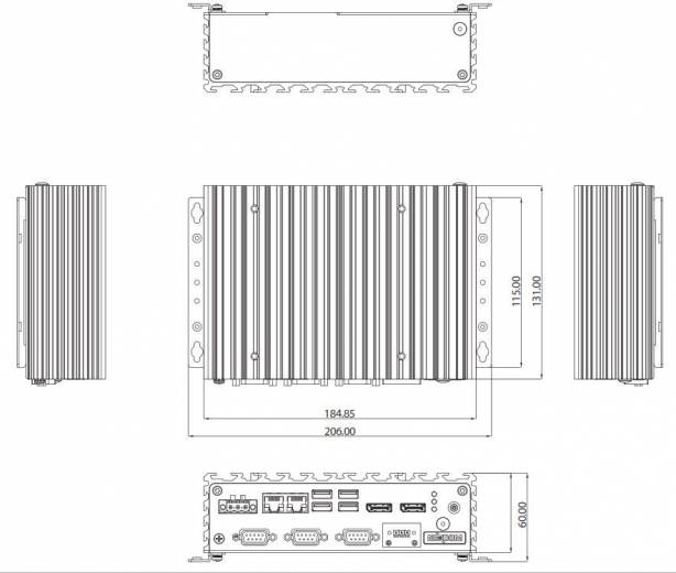 Dimensions du PC Fanless NISE 108 de chez Nexcom