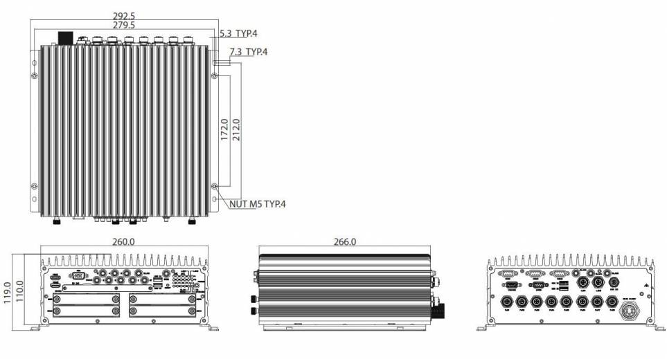 Dimensions du calculateur embarqué ferroviaire nROK 7252 de chez Nexcom