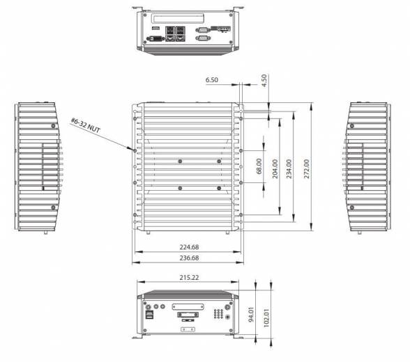 Dimensions du PC industriel NISE 3900E-H310 de chez Nexcom
