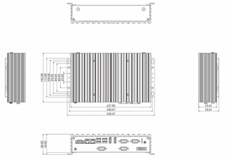 Dimensions du PC Fanless NISE 4300 de chez Nexcom