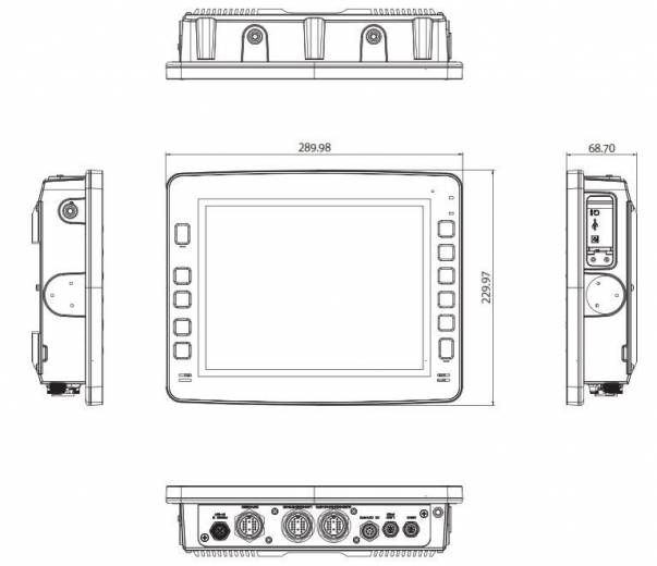 Dimensions du Panel PC embarqué VMC 3021 de chez Nexcom