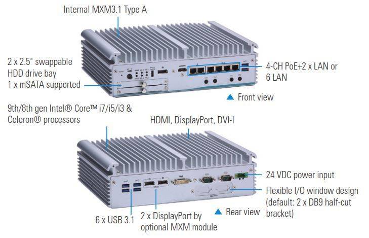 Caractéristiques du PC industriel Fanless eBOX671-521-FL de notre partenaire Axiomtek