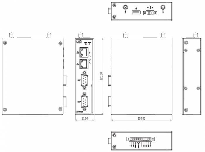 Dimensions de la passerelle IoT IP CONTROL-122 de chez IP Systèmes