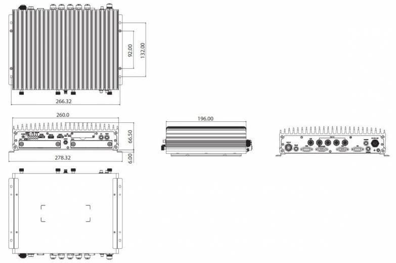 Dimensions du calculateur embarqué ferroviaire de chez Nexcom nROK 6222