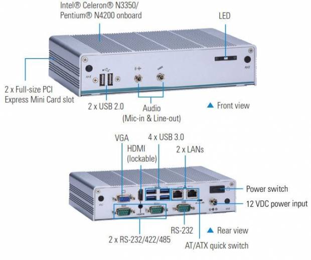 Dimensions du PC Fanless eBOX625-312-FL de notre partenaire Axiomtek