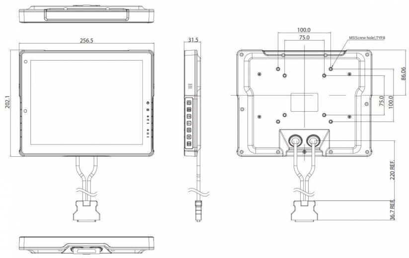 Dimensions du moniteur embarqué 10,4 pouces VMD 3002 de chez Nexcom