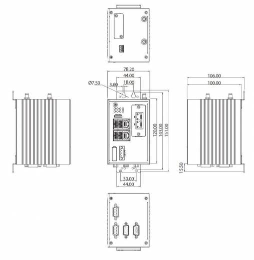 Dimensions automation PC NIFE 105W de notre partenaire Nexcom