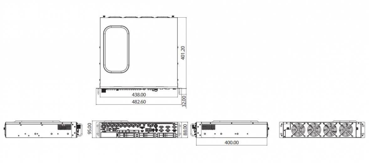 Dimensions de PC Fanless embarqué ferroviaire aROK 5510 de chez Nexcom