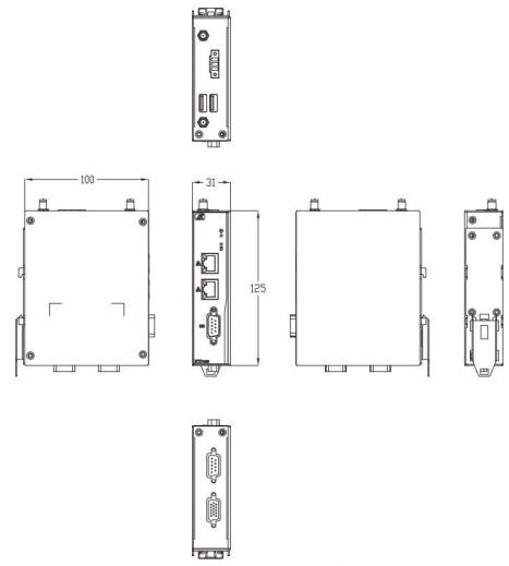 Dimensions de la passerelle IoT edge computing ICO120-83D de chez Axiomtek