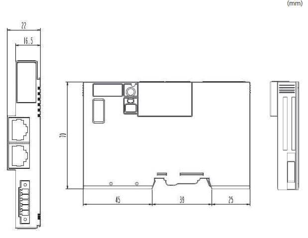 Dimensions de la tête de station GL-9086 EtherCAT de notre partenaire Crevis