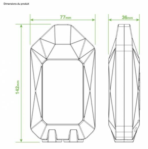 Dimensions du capteur IoT LoRa® sans fil Tyness Modular de notre partenaire Ewattch