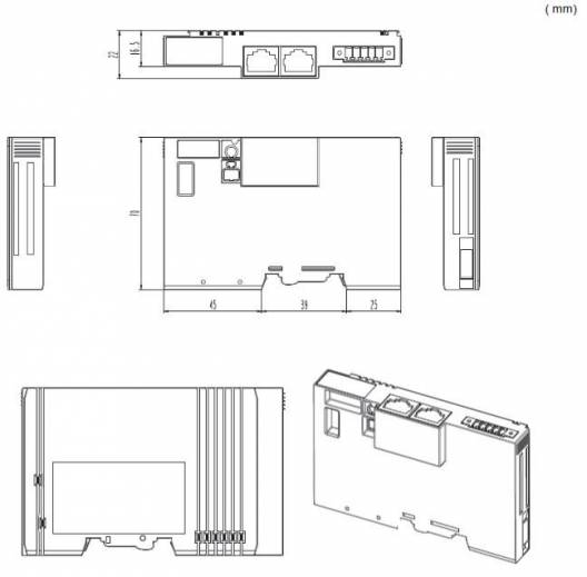 Dimensions de la tête de station GL-9087 Profinet de notre partenaire Crevis