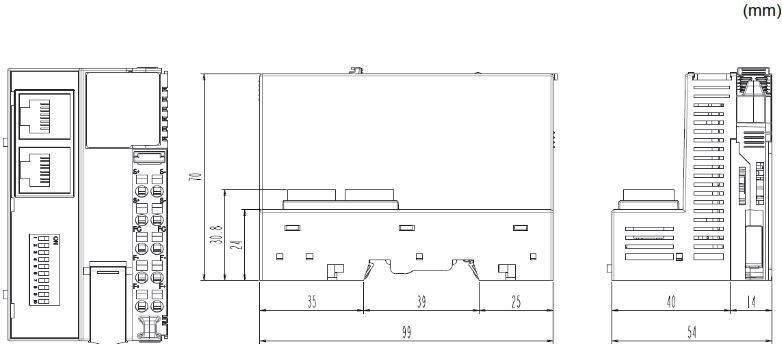 Dimensions de la tête de station CC-Link IE Field Basic GN-9284 de notre partenaire Crevis