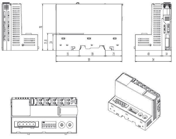 Dimensions de la tête de station CC-Link GN-9231de notre partenaire Crevis