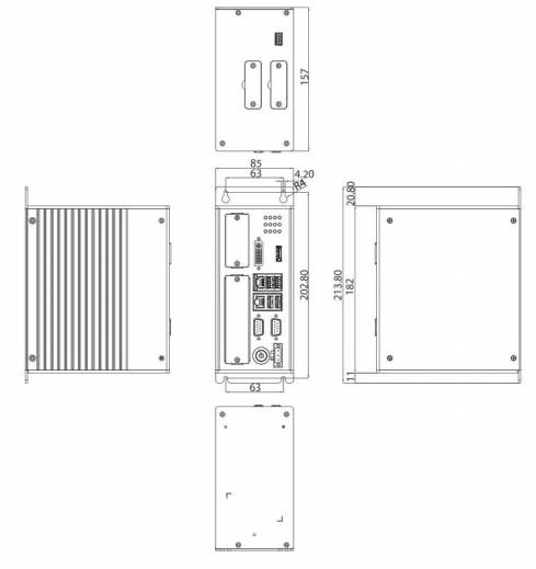 Dimensions de l'Automation PC NIFE 200 de notre partenaire Nexcom