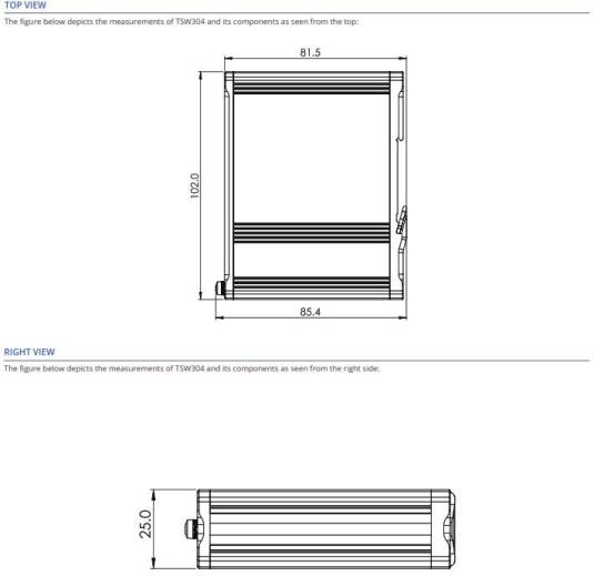 Dimensions switch industriel non administrable TSW304 de chez Teltonika