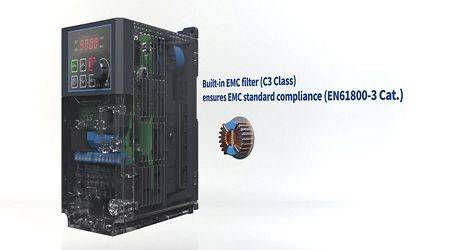 Filtre CEM C3 intégré dans le variateur de fréquence G100 LS Electric