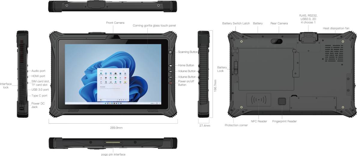 Caractéristiques tablette EM-I10A Emdoor