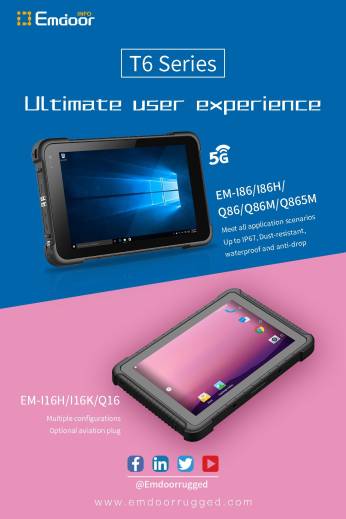 Tablette durcie 8" avec IP67 et OS Android 10 - EM-Q86 Emdoor