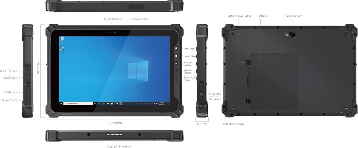 Caractéristiques et fonctionnalités de la tablette EM-I17J Emdoor | IP Systèmes