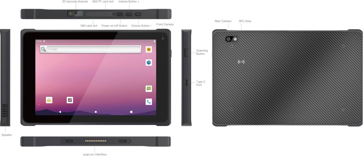 Caractéristiques de la tablette PC durcie EM-T895 Emdoor avec écran 8 pouces | IP Systèmes
