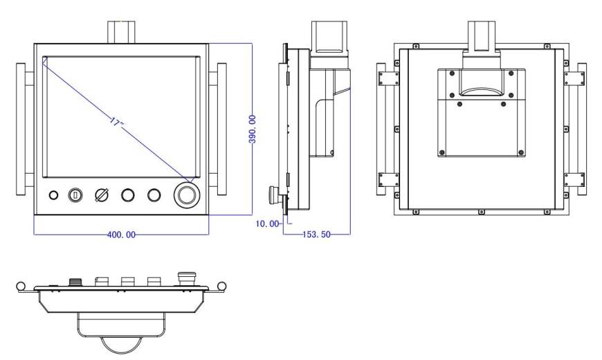 Dimensions du Panel PC sur potence DCP-P017SAR Innoyond