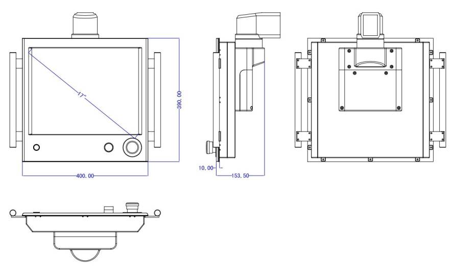 Dimensions du Panel PC sur potence DCP-O017SBR Innoyond