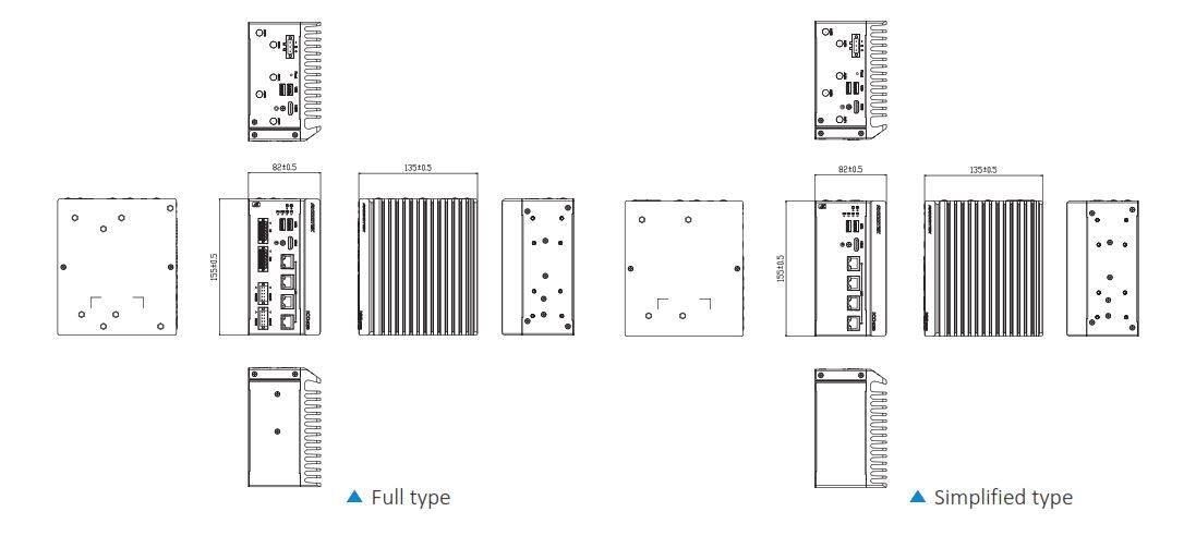 Dimensions du PC industriel Rail-DIN ICO520 Axiomtek