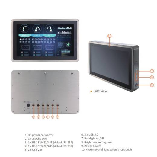 Caractéristiques techniques du Panel PC antidéflagrant GOT815A-TGL-WCD Axiomtek