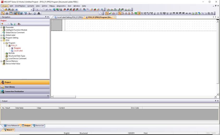 Exemple d'écran dans le logiciel de programmation des API série Melsec Mitsubishi