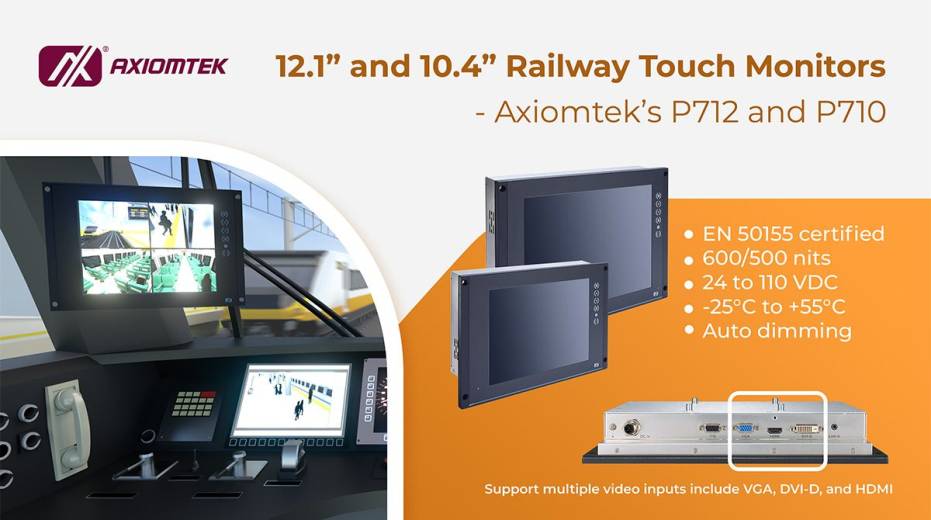 Moniteur embarqué ferroviaire 12" P712 de chez Axiomtek