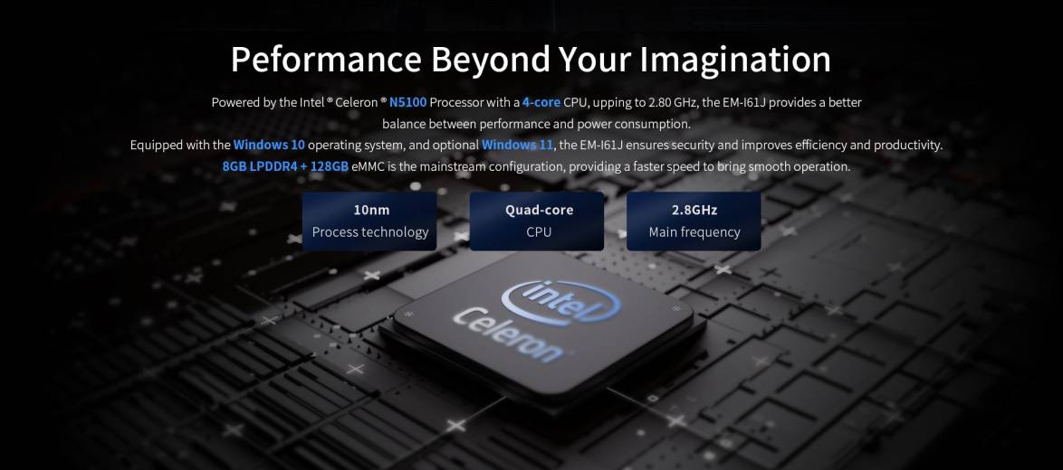 PDA EM-I61J Emdoor avec processeur intel celeron