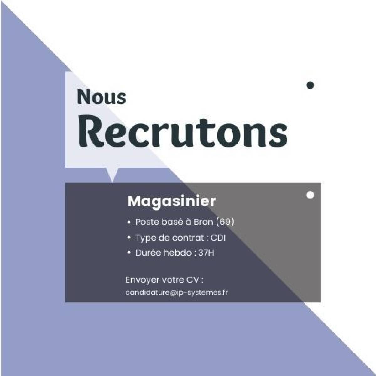 Recrutement d'un magasinier homme ou femme à Bron (69)