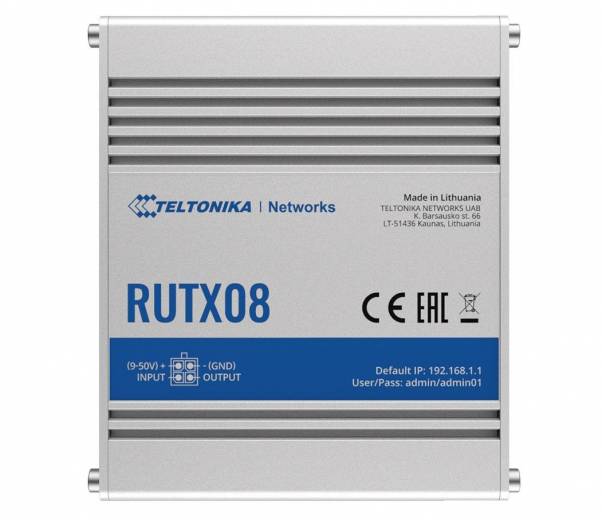 Routeur Ethernet RUTX08 avec 4 ports Ethernet Gigabit et 1 port USB Teltonika