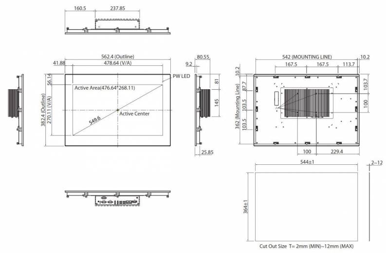 Dimensions du Panel PC IPPC 1880P de notre partenaire Nexcom