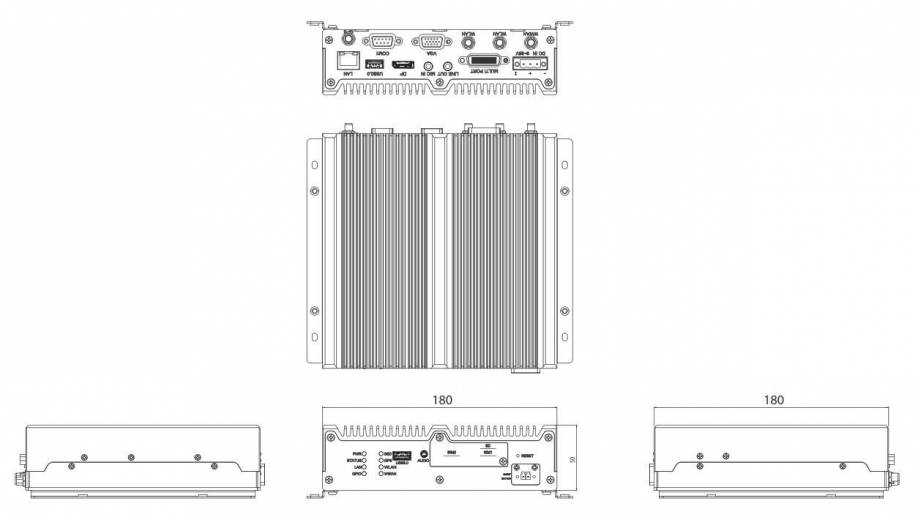 Dimensions du PC Fanless embarqué VTC 1010 de chez Nexcom