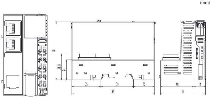 Dimensions de la tête de station EtherCAT GN-9386  de notre partenaire Crevis