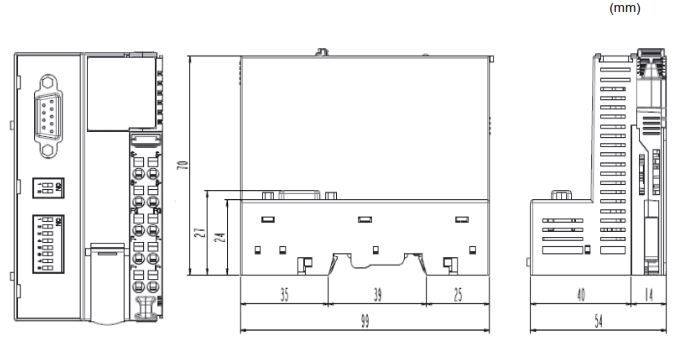 Dimensions de la tête de station Profinet GN-9587 de notre partenaire Crevis