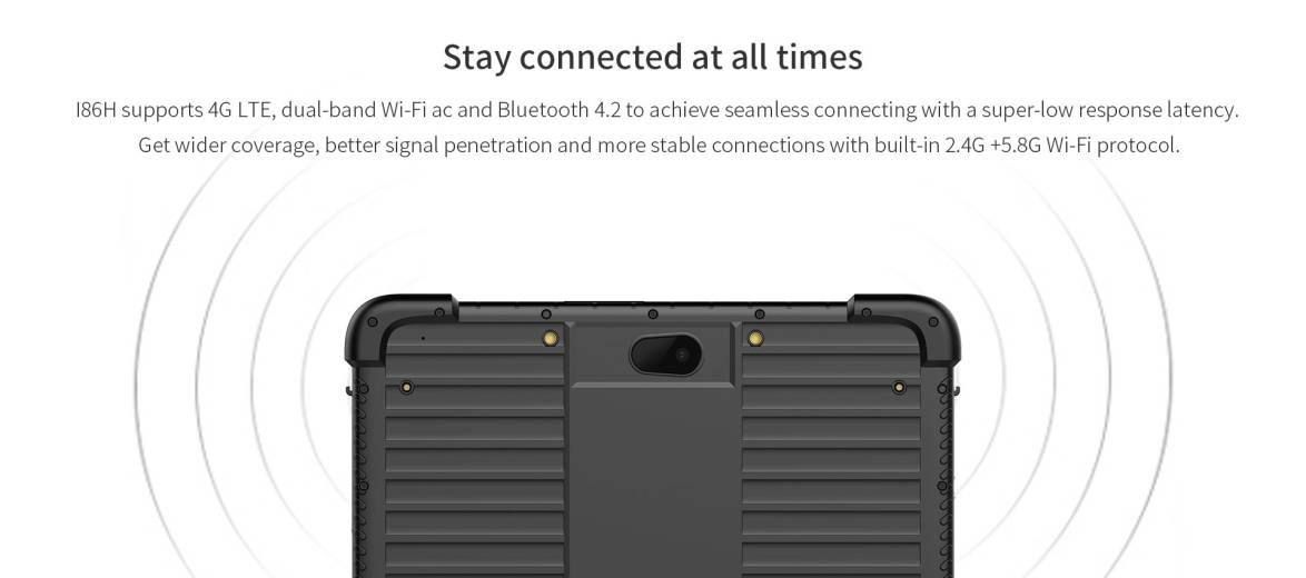 Tablette durcie EM-I86H avec Wi-Fi Bluetooth Réseaux 3G 4G LTE en option et GPS | IP Systèmes