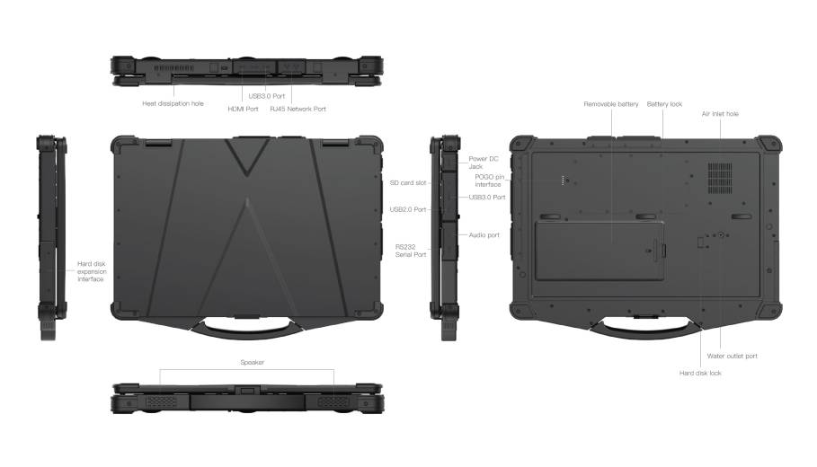 Caractéristiques tablette Notebook industrielle EM-X15T Emdoor écran 15,6"