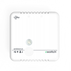 Capteur IoT LoRa® pour mesurer la température, la présence, l'humidité et la luminosité Ambiance de notre partenaire Ewattch