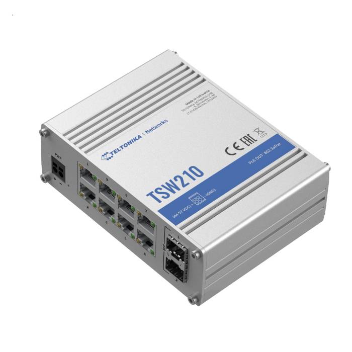 Switch industriel non administrable Ethernet et Fibre optique TSW210 Teltonika